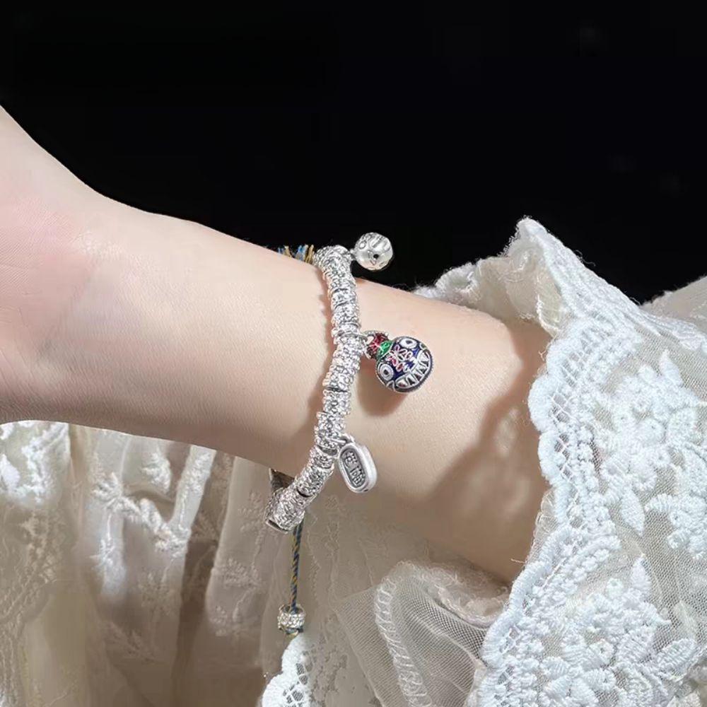 

Irregular Beads Braided Bracelet Colorful Tassel Handstring Fashion Silver Beaded Bracelet Hanfu Shou