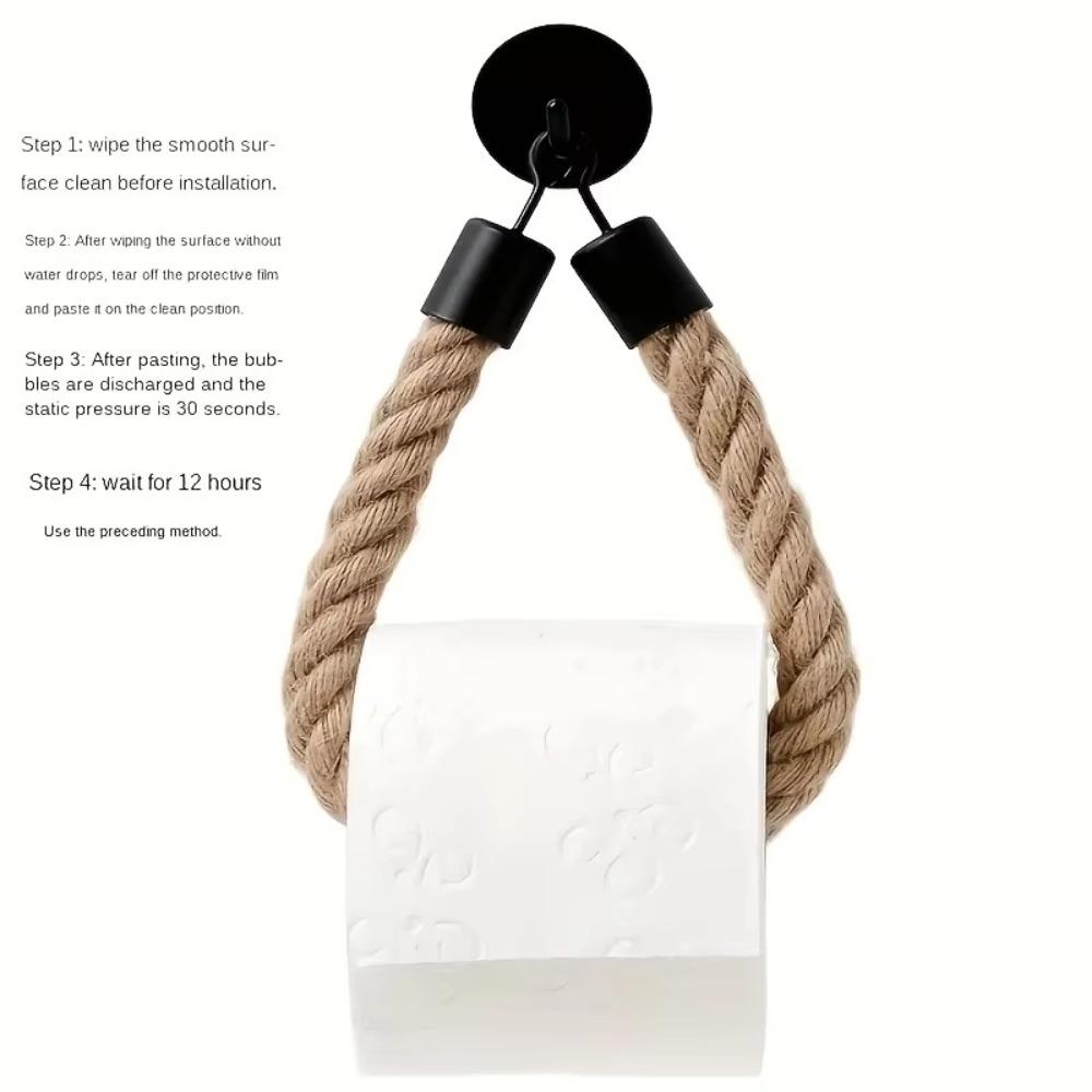 Hemp Rope Toilet Roll Paper Holders Punchless Toilet Paper Roll Bracket New Tissue Holder