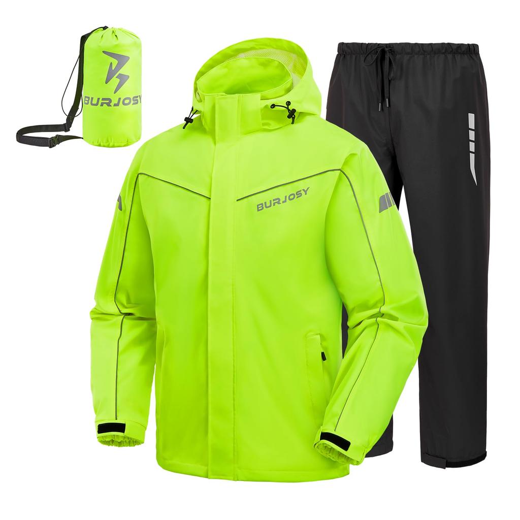 Burjosy Rain Suit and with Storage Perfect for Rainy Season Activities Like and Camping Men's Set, Waterproof, Windproof, Reflective, Breathable,