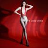 Lace Hanging Neck Jumpsuits Lady Sexy Oil Shiny Stockings Bodysuits Deep V Neck Backless Suspender Rompers Seductive 3D Tights