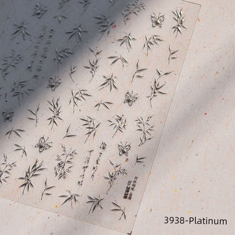 

Bronzing Bamboo Forest Butterfly Nail Stickers Tomoni Best Selling Adhesive 5D Retro Chinese Style Nail Stickers Decorations Platinum Bamboo Forest Butterfly 3938