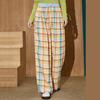 COOLHUT Women's Plaid Print Wide-Leg Cotton Casual Pants