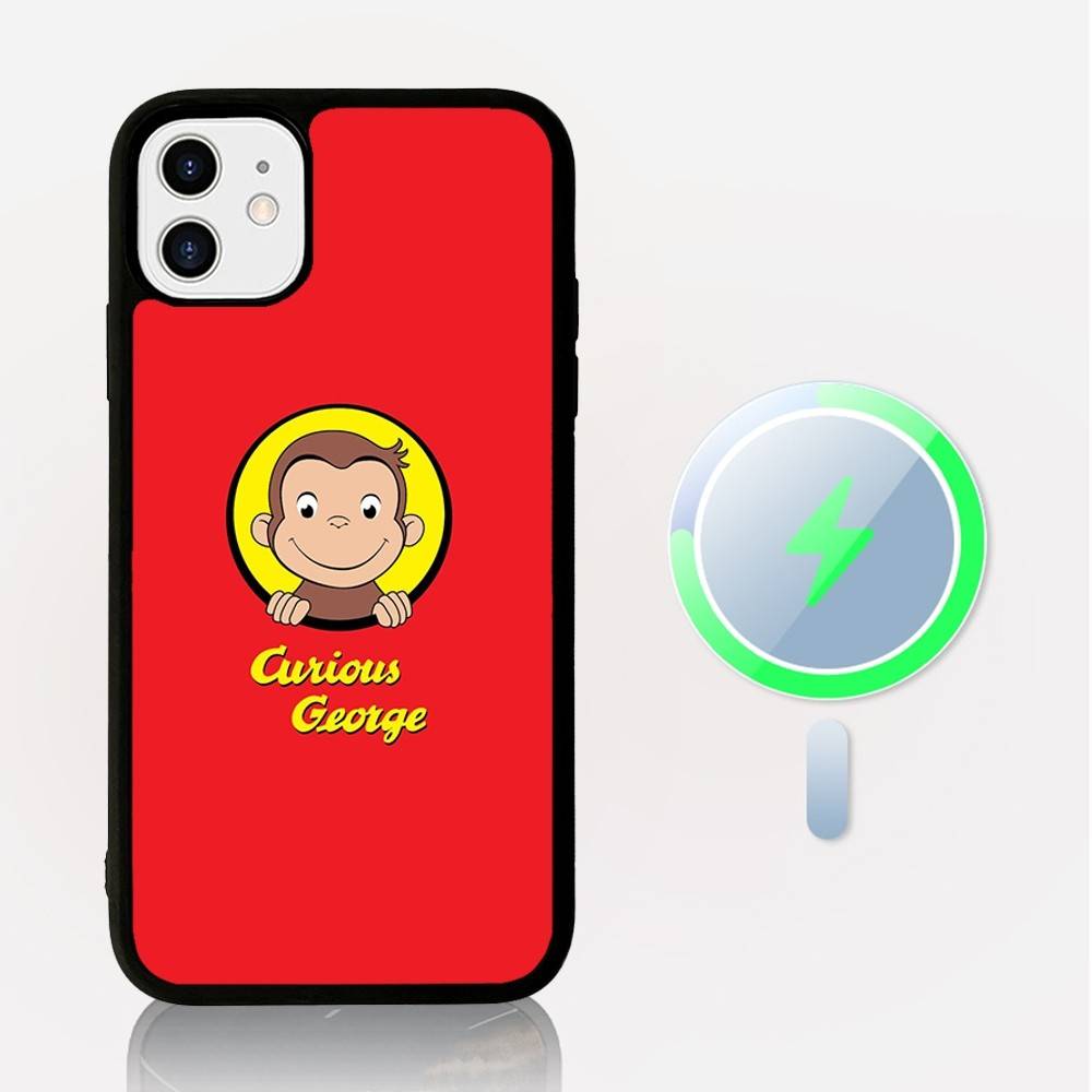 Lovely Curious G-George Monkey For Magnetic Wireless Phone Case For IPhone 17 16 15 14 13 12 11 Pro Max Plus Mag Phone Cover