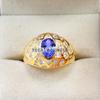 Tanzanite Oval Cut With 925 Sterling Silver Gold Plated Ring For Men's #B681 JL375688167711