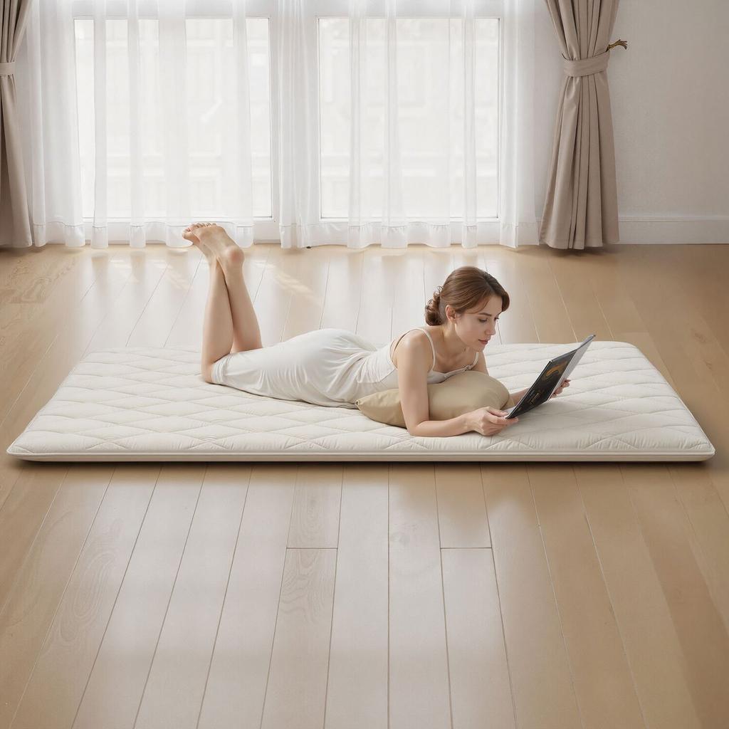 Japanese Tatami Mat, Queen Size Foldable Japanese Tatami Mattress, Futon Mattress with Storage Bag & Fastener, 9-Layer Floor Mat for Sleeping, Dorm,