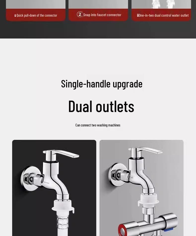 Dual-Outlet Washing Machine Faucet Diverter Valve for Easy Water Distribution