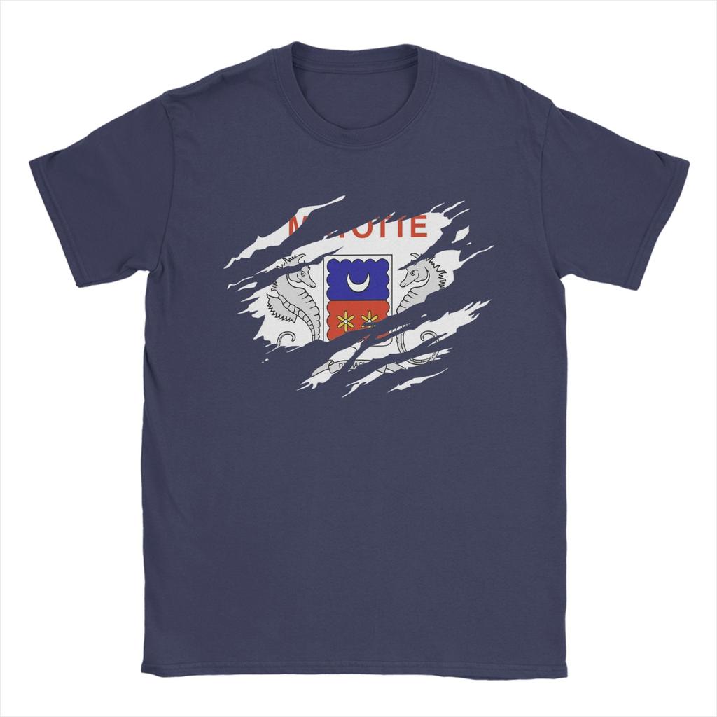 Mayotte Flagge T-Shirts Unisex 100% Baumwolle Neuheit T-Shirt Rundhals T-Shirts Kurzarm Kleidung Bedruckt