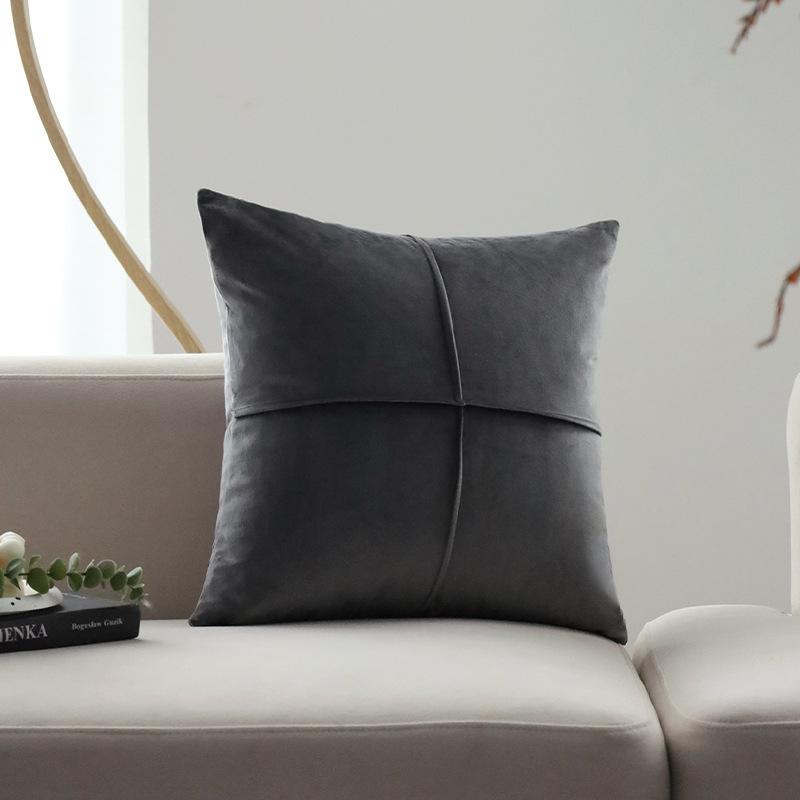 

Modern Light Luxury Sofa Pillow Cover Ins Style Nordic Living Room Velvet Solid Color Cross Pattern Cushion Soft Decoration 45x45cm [pillowcase only]