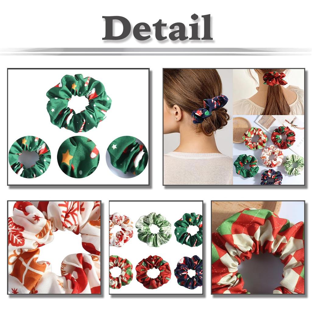White Fang Scrunchie Hair Hair High AZ538 Tie, Accessory, Printed, Elasticity, Stylish, Women's, (Dark Green)
