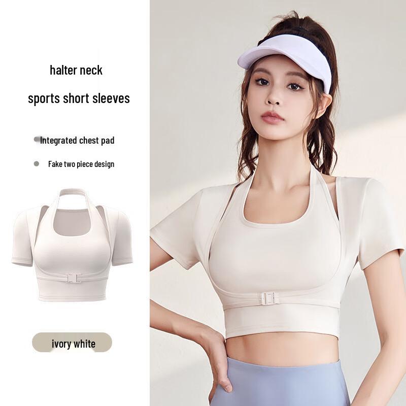 Женский топ для йоги и фитнеса Dongchen с пышным встроенным бюстгальтером на бретельках JYMD034 S