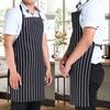 Adjustable Adult Black Stripe Bib Apron With 2 Pockets Chef Waiter Kitchen Cook