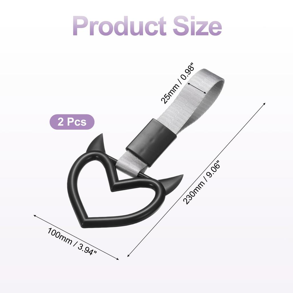 Car Steering Wheel Set of Rear Bumper Warning Interior Exterior Keychain for [PATIKIL] Heart-shaped Strap, 2, Ring, & Decoration, Accessory, Buses,