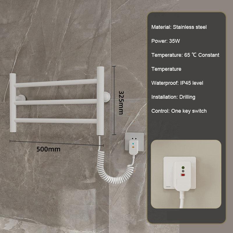 Thermostatic heating towel bar storage rack home bathroom perforated stainless steel electric towel rack bathroom accessories белый