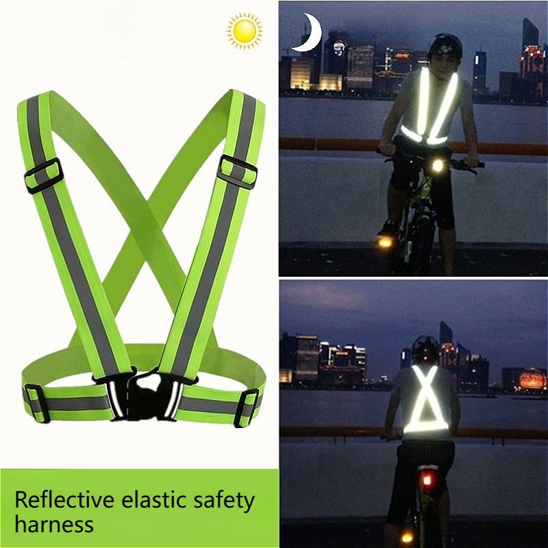 Reflective Safety Vests Reflective Elastic Shoulder Strap Lightweight Adjustable Elastic Vest Jacket for Traffic Control Running