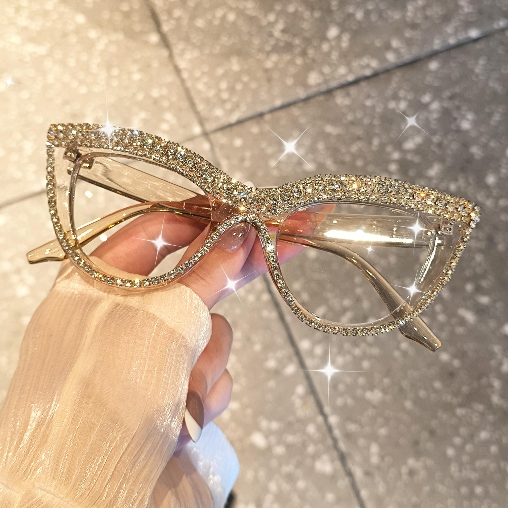 Elegant Stylish Eyeglasses for Daily Wear with Rhinestone - Cat Eye Frame Perfect for Formal Events Formal Glasses