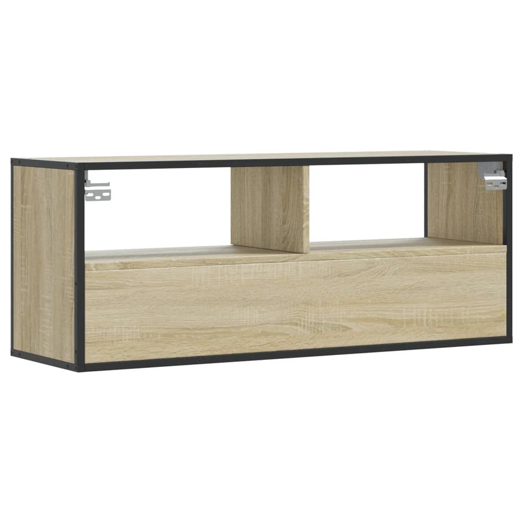 TV Stand in Sonoma Oak Finish 100 x 31 x 39.5 cm Made of Particleboard and Metal