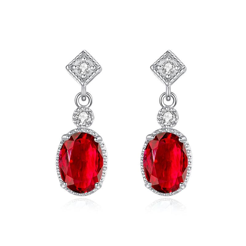 Natural crystal stone earrings premium garnet topaz s925 sterling silver stud earrings women