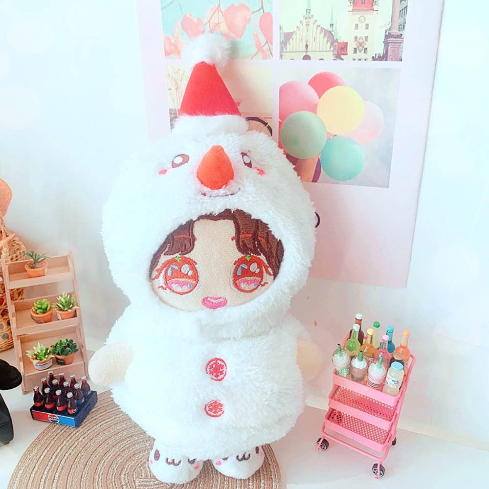 Niannyyhouse Cotton Doll Clothes - 20cm Doll Clothes - Hat + Jacket + Scarf - 3-Piece Set - Christmas Outfit - Dress Up - Christmas Snowman Outfit -