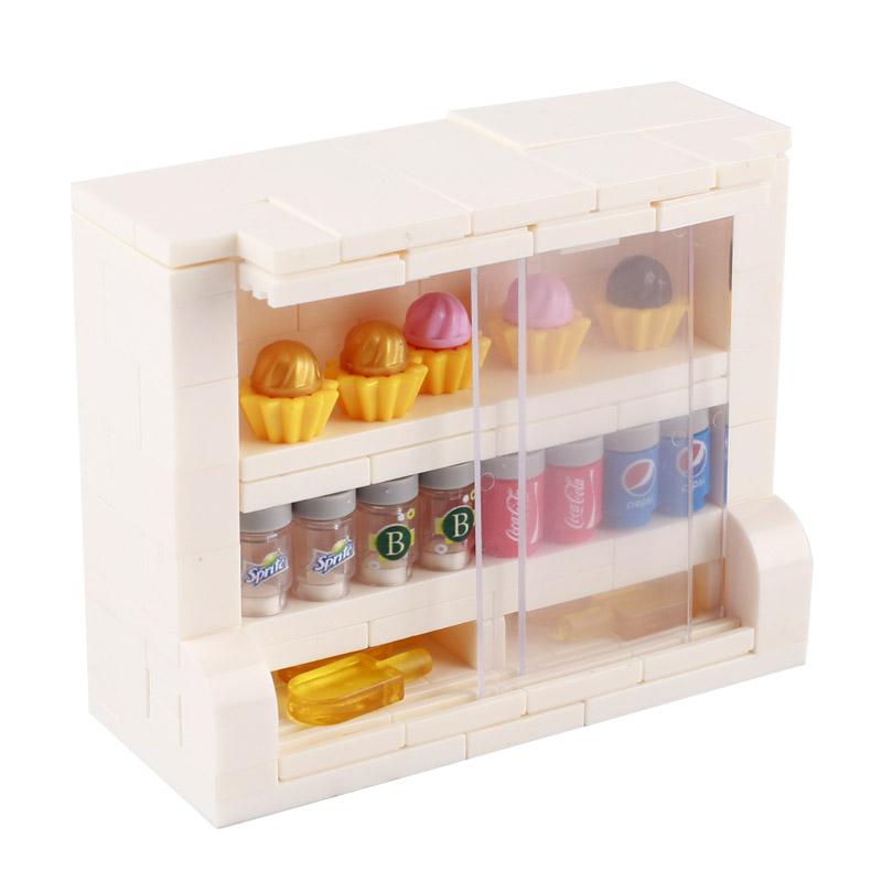 MOC Bricks Accessories City Supermarket Shop Store Building Blocks Street View Drink Food Vegetable Food Dessert Blocks Printed