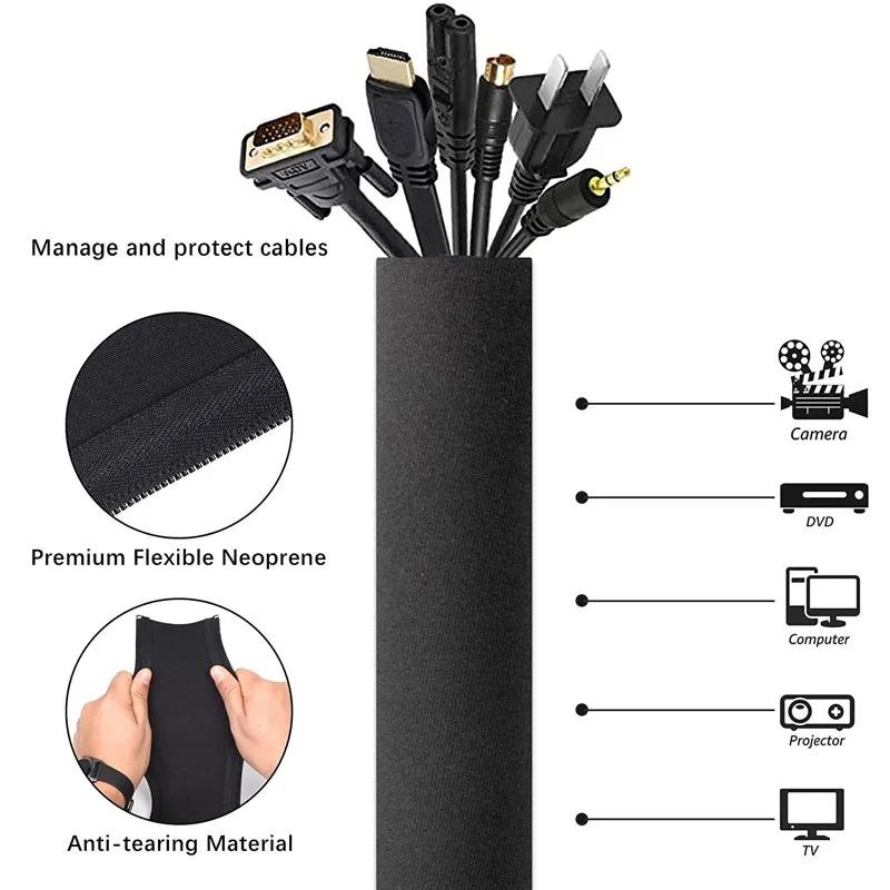16pcs Cable Organizer Storage Cable Management Sleeve Zipper Wire Organizer For TV Computer Cable Cover Zipper Cable Sleeve