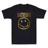 Herren- und Damen-T-Shirts Satoshi Gelbes Lächeln Lustige Parodie Goldener Aufdruck