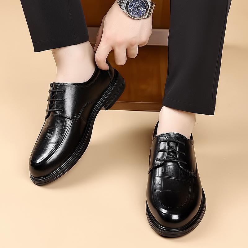 Autumn New Men's Classic Round Toe Lace-Up Wear-Resistant  Comfortable Casual Leather Shoes