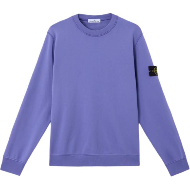Stone Island effen kleur pullover met lange mouwen en ronde hals, herensweatshirt paars K1S1561000-44S0051-V0047 M