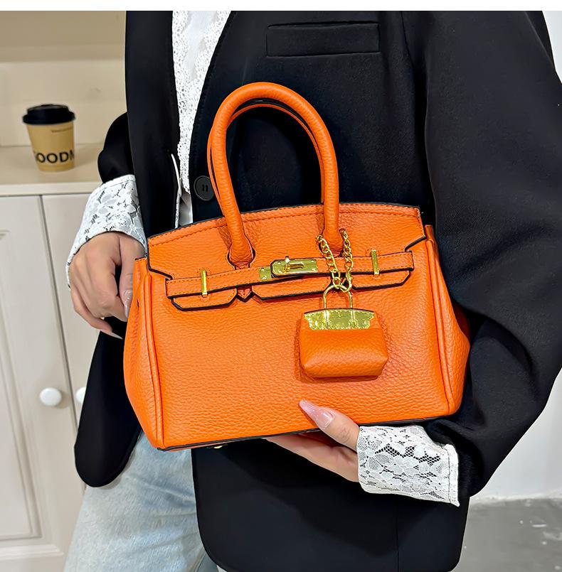 Borsa Kelly sensazione alla moda motivo litchi borsa da donna nuova borsa a tracolla versatile di grande capacità borsa portatile platino