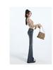 Retro Blue High-Waist Micro Flare Jeans with Slimming Raw Edge Design for Women - Spring & Autumn