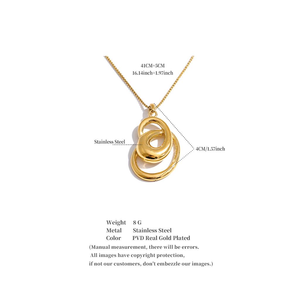 Yhpup New Stainless Steel Necklace Pendant Geometry Stylish Unique Attractive Women Collar Jewelry Water Resistant
