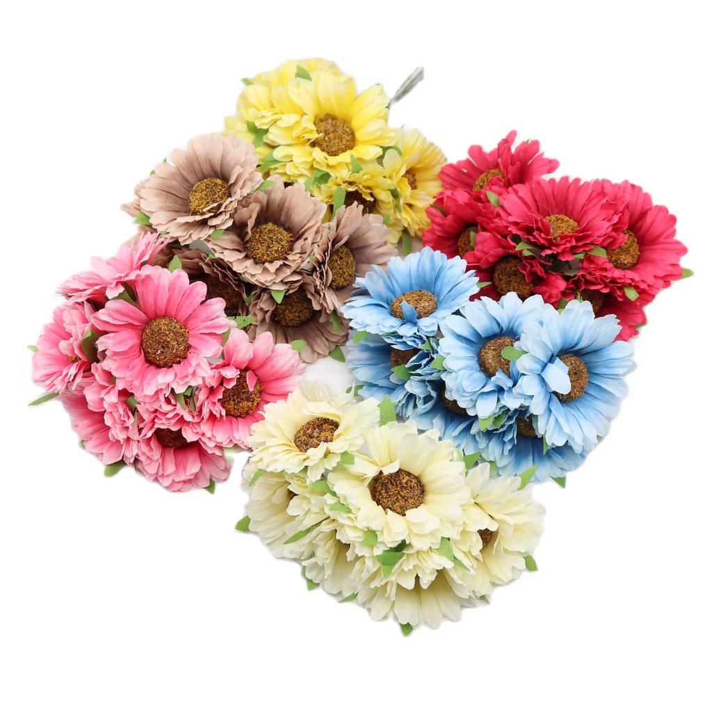 36pcs Handmade Gerbera Fashion Home Garden Bride Diy Wreath Material Wedding Banquet Decoration Artificial Flower Scissors Crown