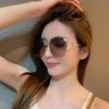 Frameless Trimmed Anti-Ultraviolet Sunglasses Women'S Large Frame Retro Gradual Change Piece Sunglasses
