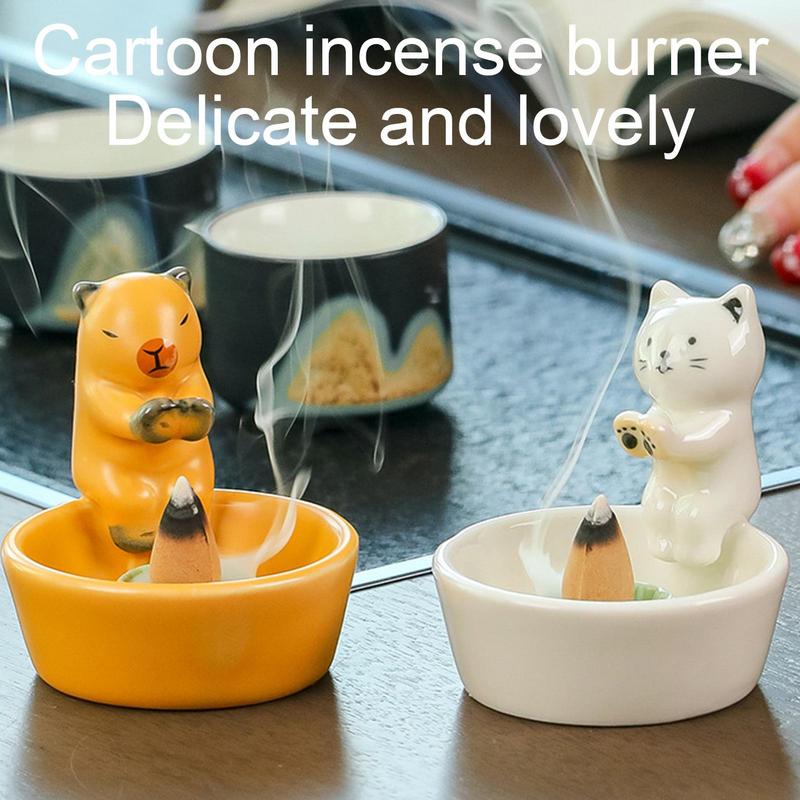 Portacandela Gatto Carino Cono Bruciaincenso Vassoio Incenso Elegante Ceramica Portaincenso a Bastoncino Portacono Incenso Decorazione