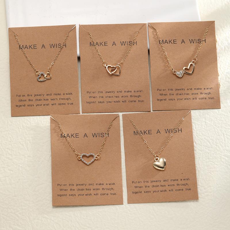 5 Pcs Simple Heart Choker Necklaces Set for Women Fashion Crystal Hollow Love Pendant Necklace Design Jewelry Set Gifts