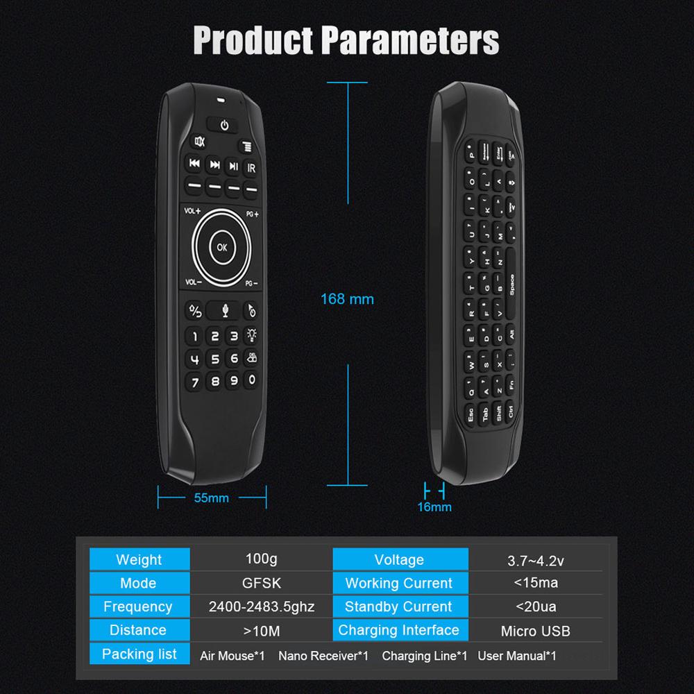 Backlit 2.4G   Mouse Wireless Keyboard Voice Control 6-  Motion Sensing Backlight IR Learning for     TV BOX PC