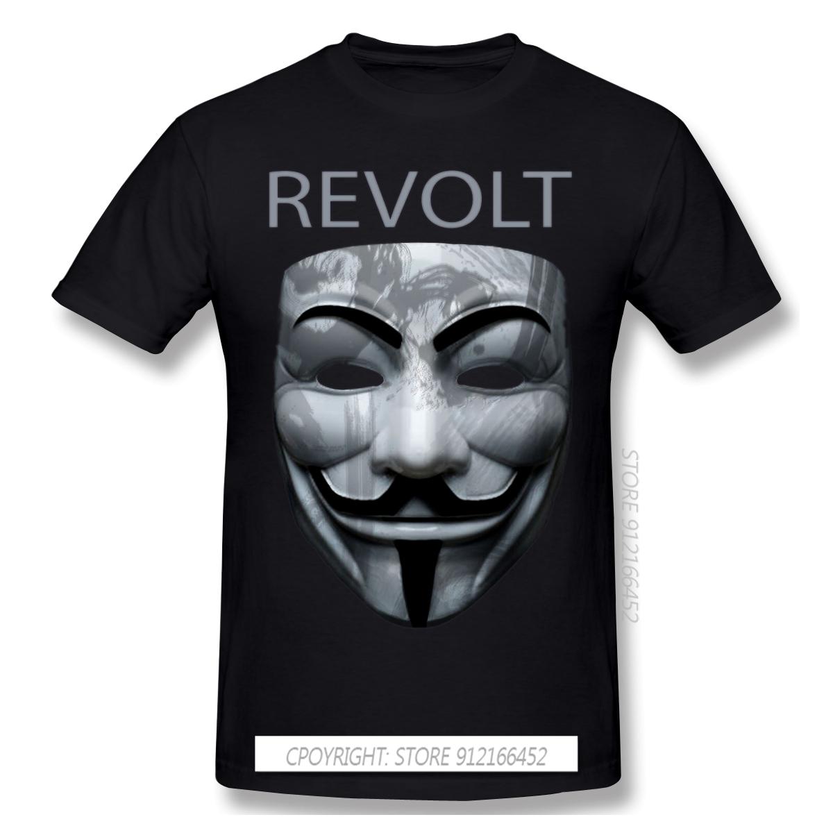 Revolt V Mask T Shirt Anonymous Hacker Organization Video Black Lives Matter Printing Tshirt Summer Large TShirts - Men s Sum... S