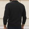 Men Knitted Tops Lapel Long Sleeve Solid Color Sweater Twist Pattern Winter Thick Warm Pullover Tops