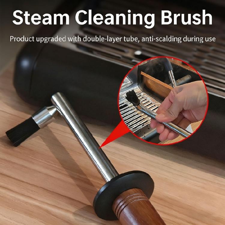 Commercial Grade Steam Cleaning Brush With Wooden Handle For Removing Coffee Deposits