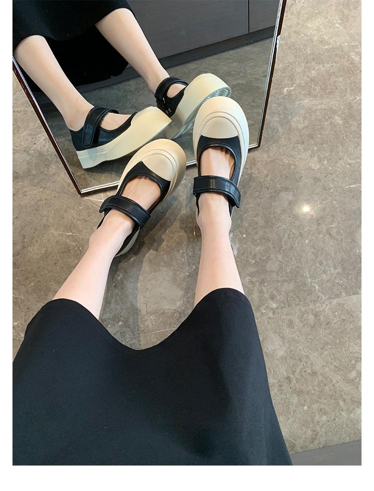 

Версия из овчины виноградной матери, те же универсальные парусиновые туфли на липучке, женские маленькие белые туфли на толстой подошве, одинарные туфли Мэри Джейн 40