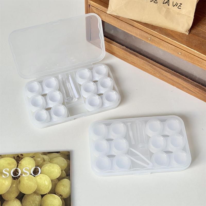 Transparent Fresh Portable Contact Lens Case Color Retro Morandi Companion Box Six Pairs Nursing Contact Lens Storage Box