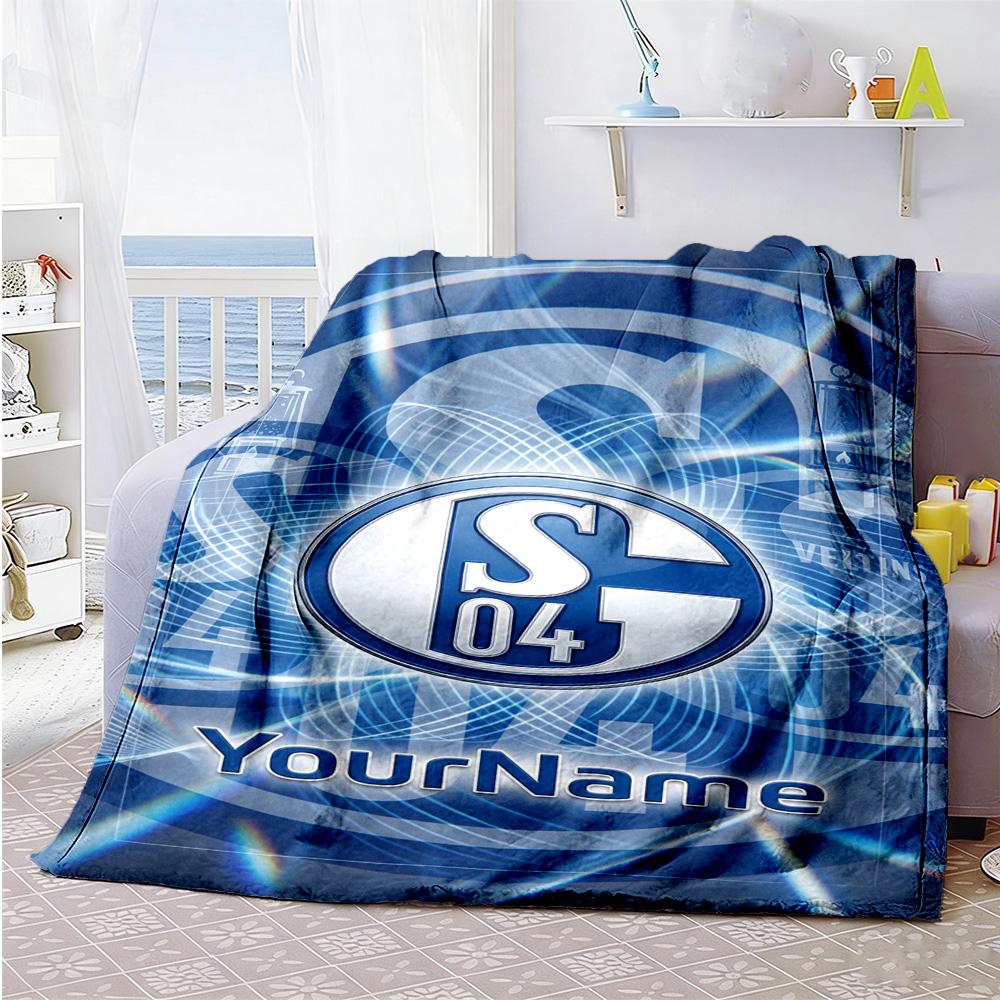 Fc Schalke 23 Customize Your Name Blanket Lightweight Personalized Blanket Comfortable for Nap Picnics Seaside Bed Four Seasons Multipurpose