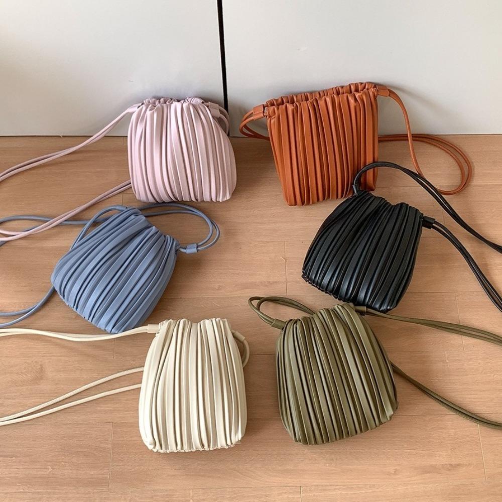 Autumn Winter Fashion PU Leather Crossbody Bag Versatile Use Inner Insert Pocket Shoulder Bag Elegant Pleated Square Bag