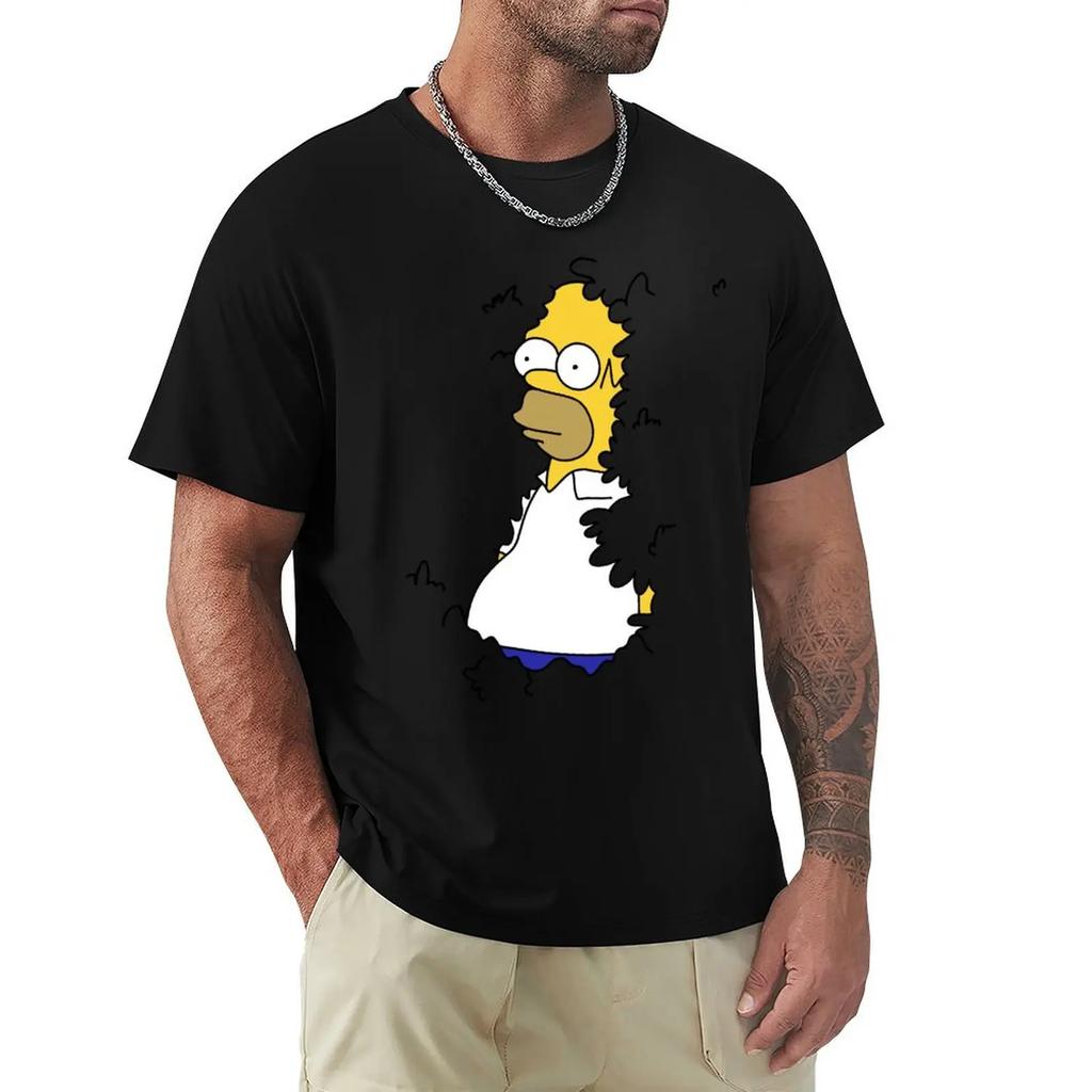 Summer Clothes Heavyweights Customizeds Sweat Fitted T Shirts for Men Homer in H Meme Classic TShirt Men Clothing Graphic