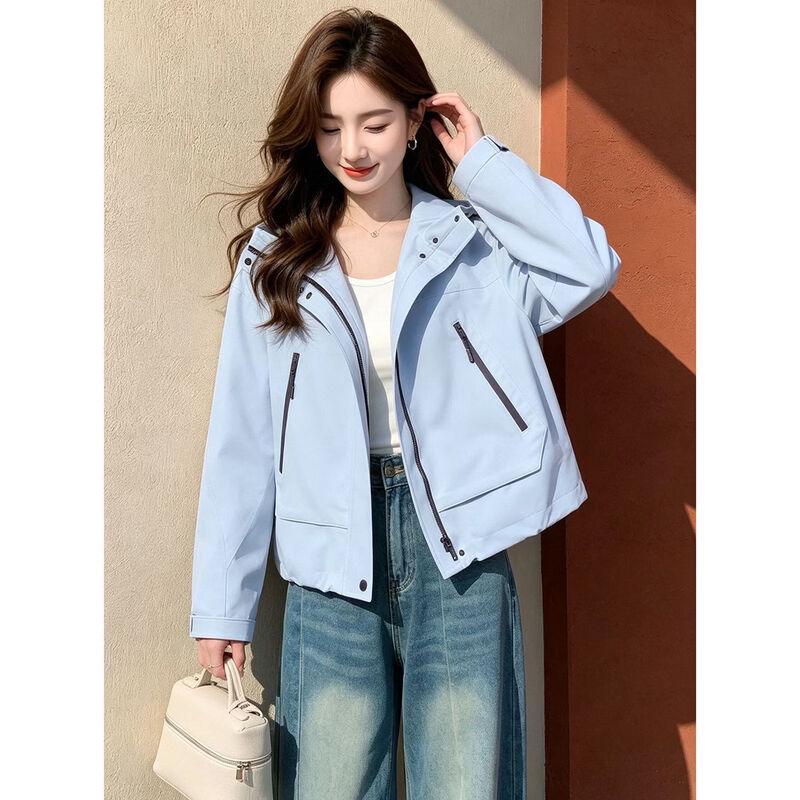 D.F.DEAR Korean Style Color-Block Hooded Zipper Jacket