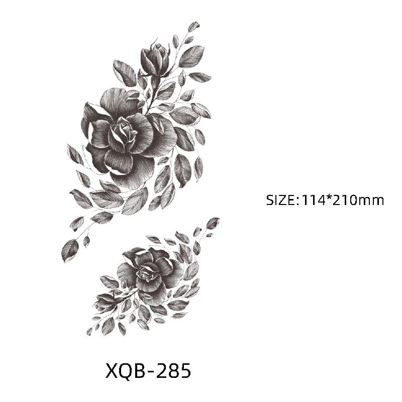 Waterproof Black & White Sketch Flower Half Sleeve Tattoo Stickers