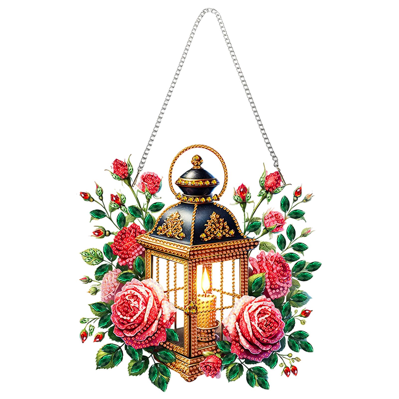 

Acrylic Special Shape Flowers Light 5D DIY Diamond Painting Dots Pendant Rhinestone Diamond Art Pendants for Garden Window Decor