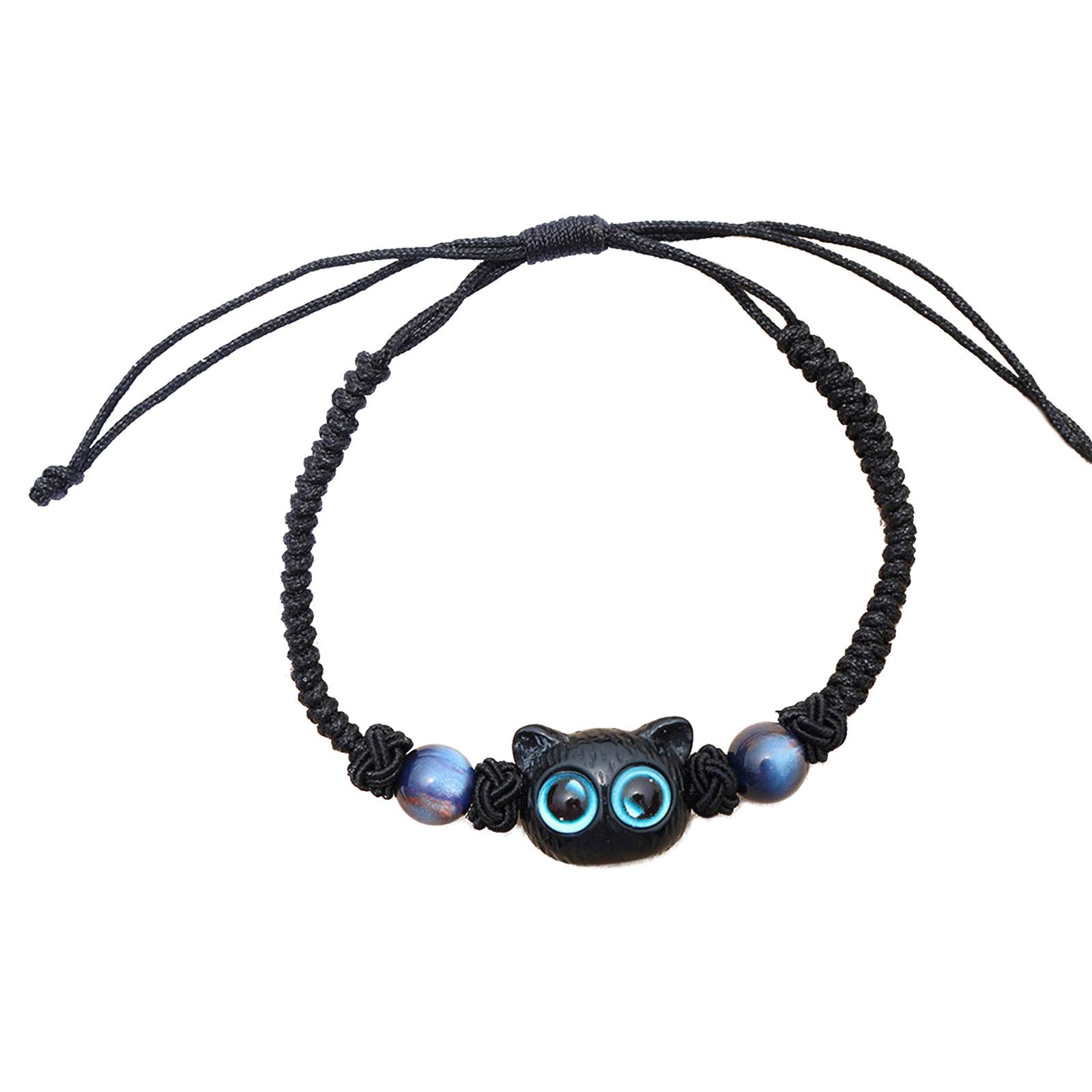 

Cats Bead Wristband Carved Cats Bracelet Braided Rope Cats Hand Chain Bracelets for Men Women Jewellery Holiday Ornament 1