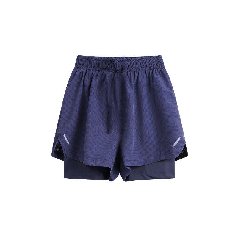 

Plus size Yoga Pants Two-in-One Sports Shorts Women Outdoor Small Running Quick-Drying A Word Fitness Pants Fake Two Pieces Purple Blue M