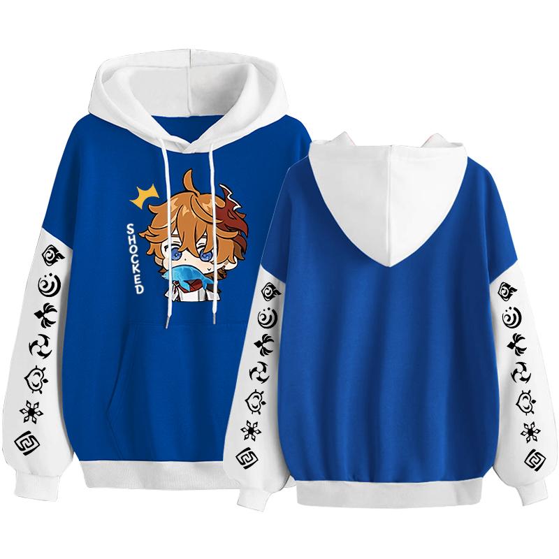 Harajuku Game Genshin Impact Tartaglia Hoodie Printed Women Men Fashion Kawaii Boy Head Poster Long Sleeve Streetwear Man Sweatshirts