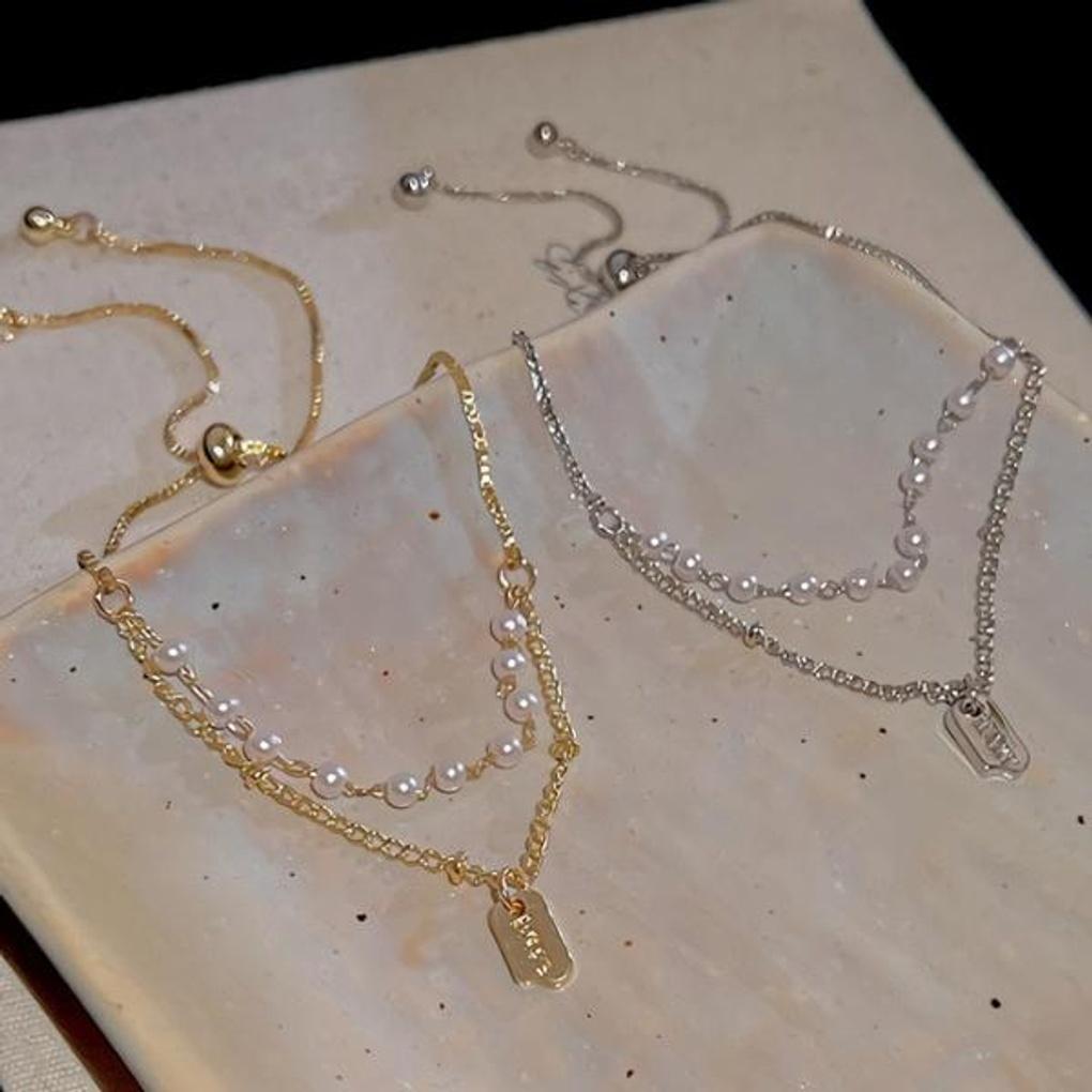 Women's Double Chain Mini Pearl Bracelet (2 Colors)